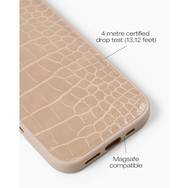 Vegan Leather Case MagSafe iPhone 16 Warm Beige Croco
