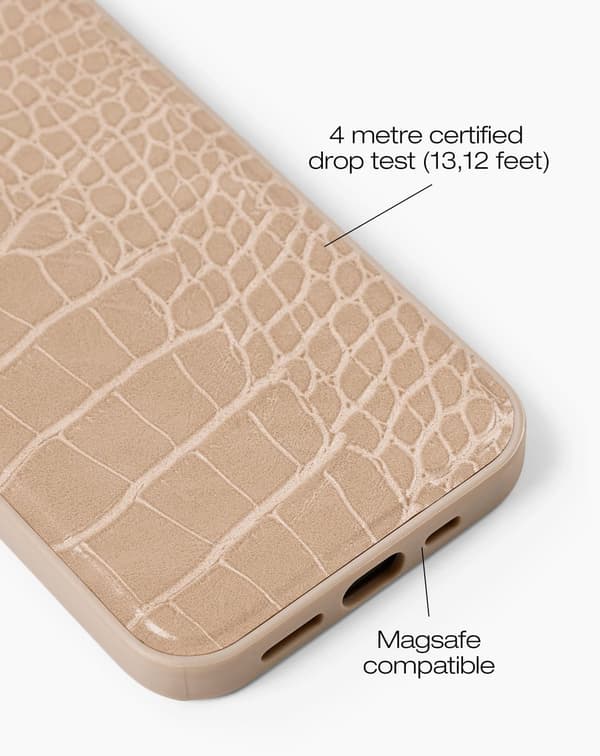 Vegan Leather Case MagSafe iPhone 12 / 12 Pro Warm Beige Croco