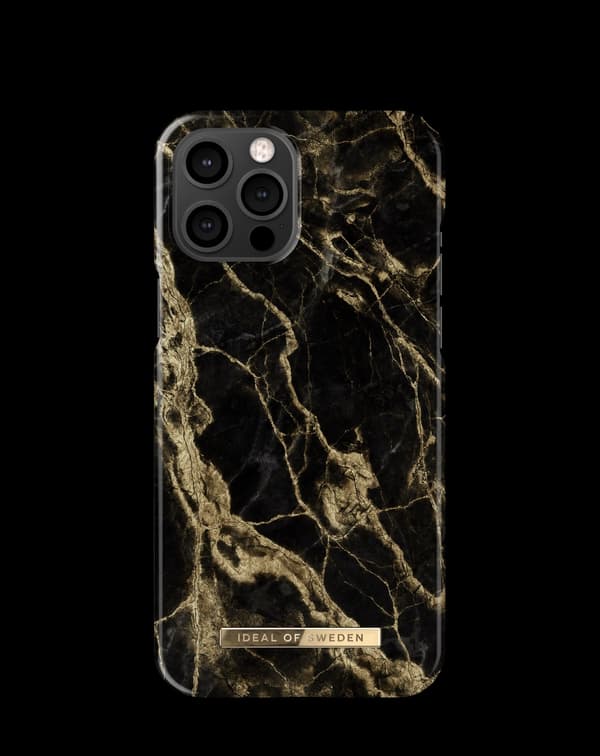 Printed Case iPhone 12 Pro Max Golden Smoke Marble White