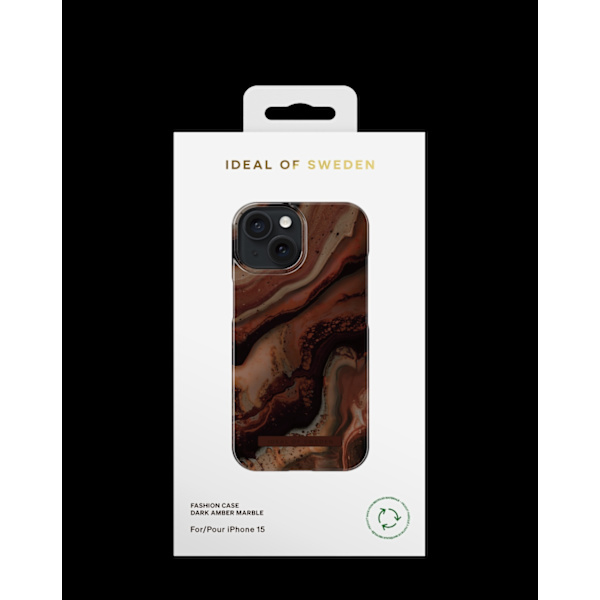 Printed Case iPhone 15 Dark Amber Marble Brown