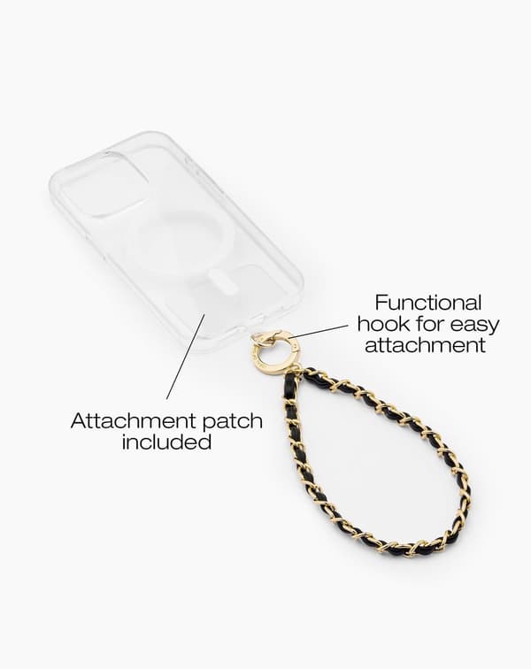 Phone Wristlet Strap Noir Gold Black