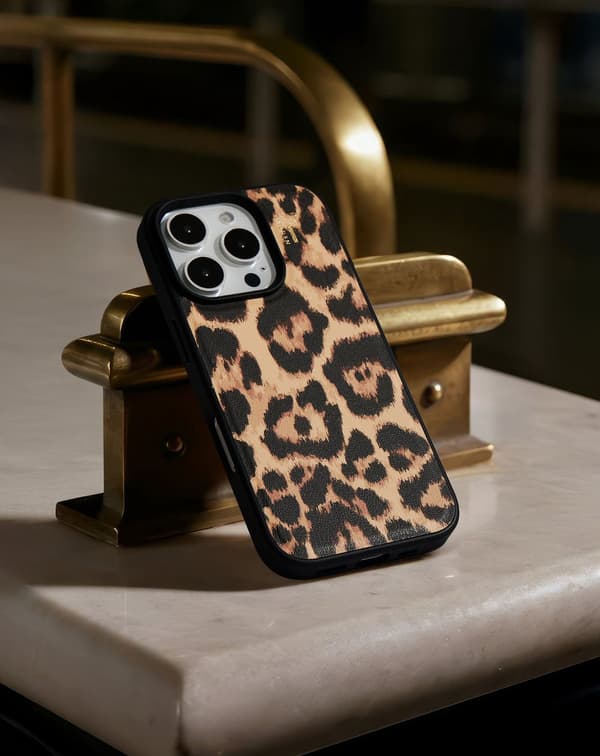 Vegan Leather Case MagSafe iPhone 15 Pro Max Timeless Leo multifärg
