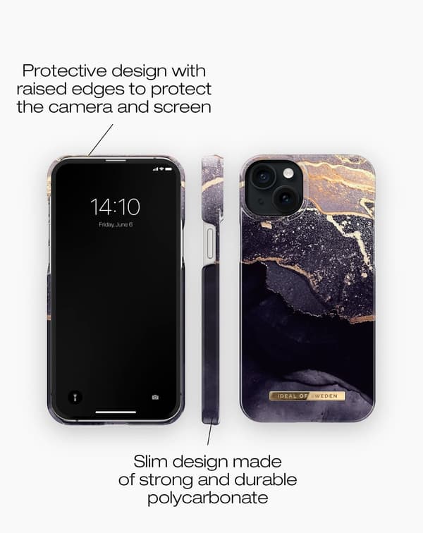 Printed Case MagSafe iPhone 15 Plus Golden Twilight Black