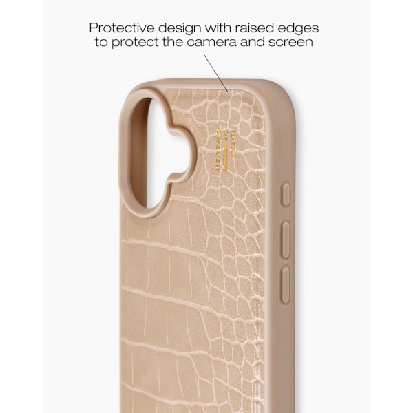 Vegan Leather Case MagSafe iPhone 16 Warm Beige Croco