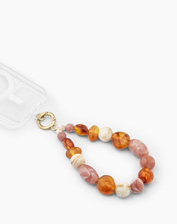 Phone Wristlet Strap Boho Beads Pink