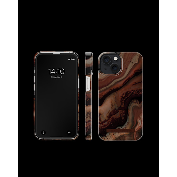 Printed Case iPhone 15 Dark Amber Marble Brun