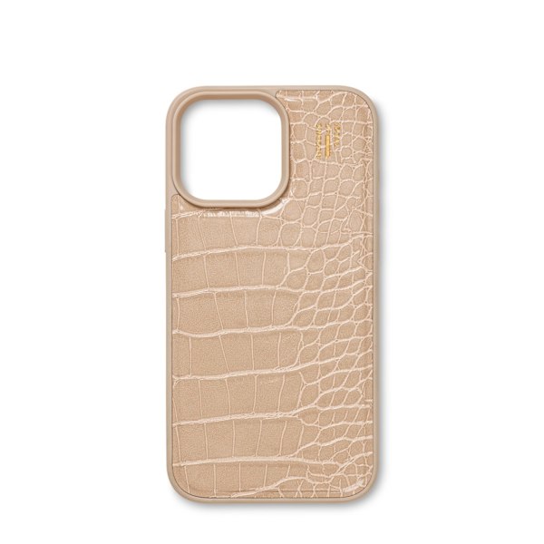 Vegan Leather Case MagSafe iPhone 16 Pro Max Warm Beige Croco