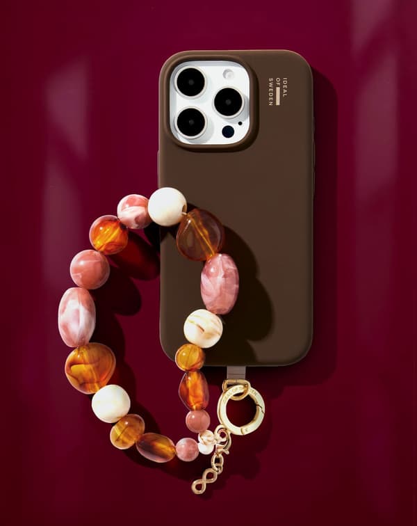 Phone Wristlet Strap Boho Beads Pink