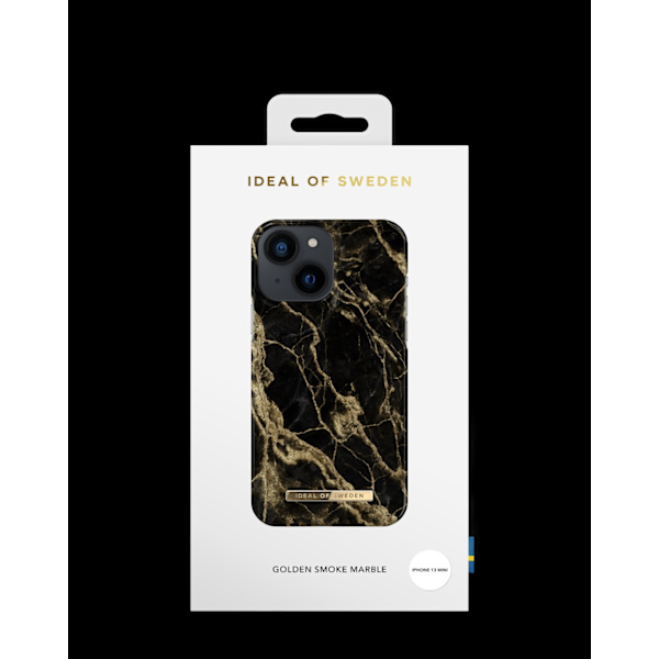 Printed Case iPhone 13 Mini Golden Smoke Marble Black