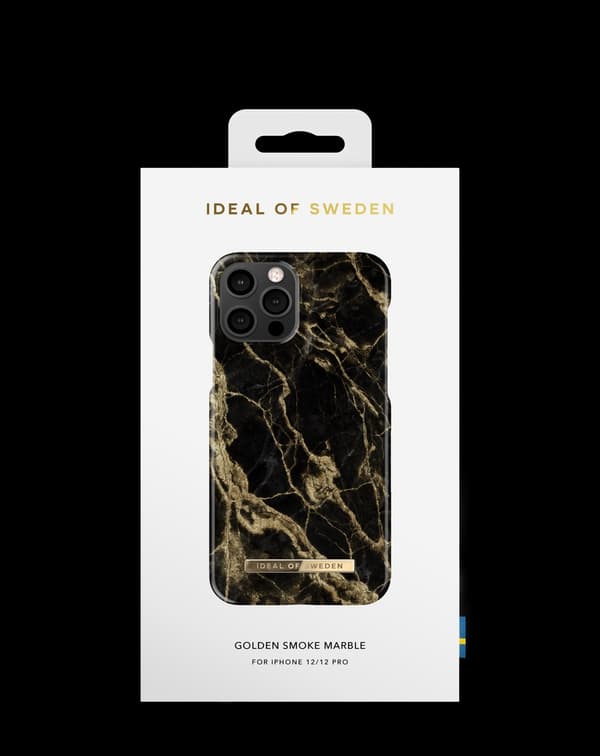 Printed Case iPhone 12 / 12 Pro Golden Smoke Marble White