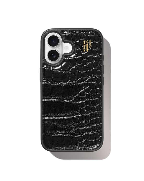 Vegan Leather Case iPhone 16 Black Croco