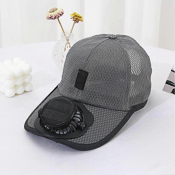 Solar Rechargeable Cap Solar Panel Fan Hat USB Charging Summer Outdoor Breathable Mesh Sun Hat Black