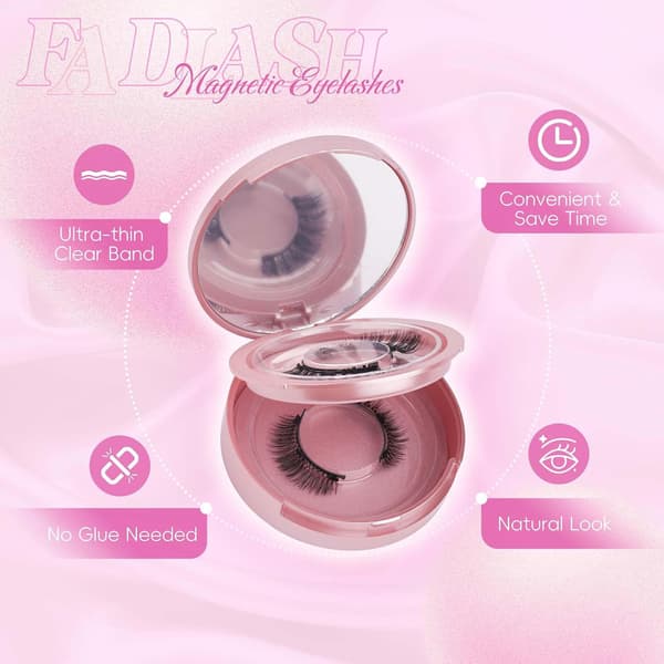 Magnetic Eyelashes, Fluffy Glue-Free False Eyelashes with Applicator, Quick Application and Removal for Beginners and Professionals 2 Pairs