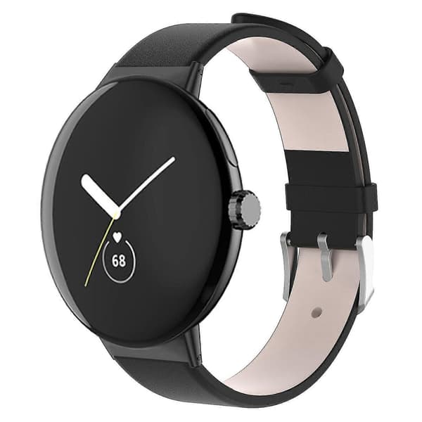 Til Google Pixel Watch 2/Pixel Watch PU læder urrem Quick Release urrem Style A Google Pixel Watch 2 Black