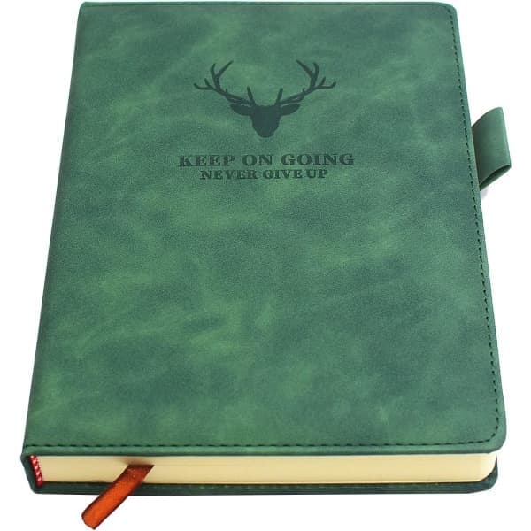 A5-notesbog - Executive-notesbog med hårdt omslag og tykt kvalitetspapir, college-inddelt notesbog, 21 x 14,7 cm, 360 sider (Grøn...