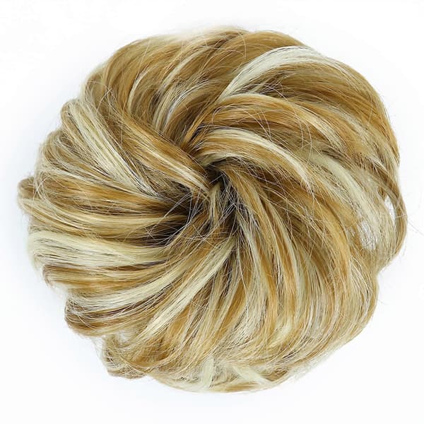 Hårknute-forlengelse, rotete chignon-hårdel for kvinner, brun 28H613, umiddelbart volum, elastisk passform