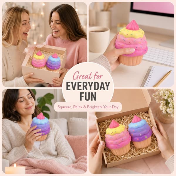 2 stk. fløde-squishy, sensoriske fidget-genstande til stresslindring, blødt tekstureret flødeformet design