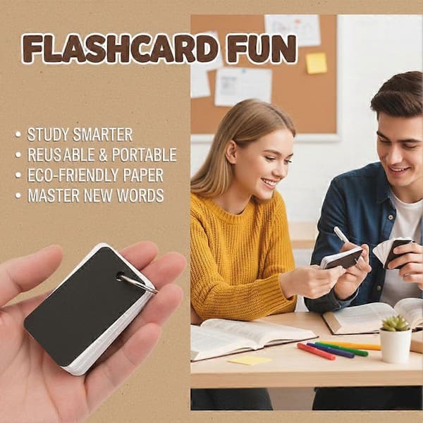 Tomme flashkort med ringer - 7x4cm studiekort for vokabularnotater B