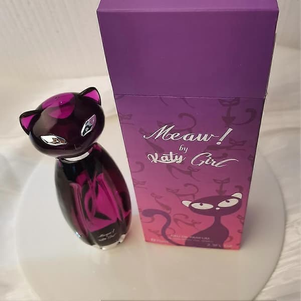Meow! av Katy Cat Damparfym Eau de Parfum Lila Kattformad Flaska Present