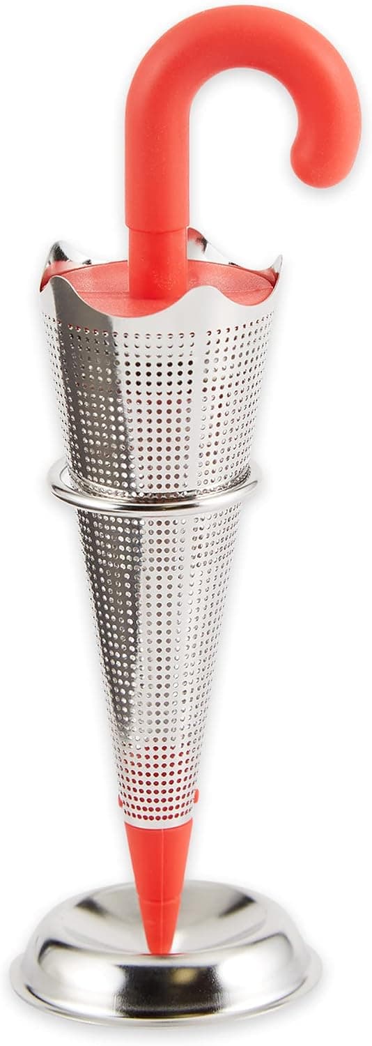 Nyhet løsblad te-infuser/te-infuser med dryppholder, paraply/stativ, 14*3,5*3,5 cm