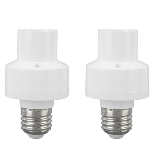 2 Pcs Smart Light Bulb Socket Wireless Voice Control E27 Screw Port 100V-250V White