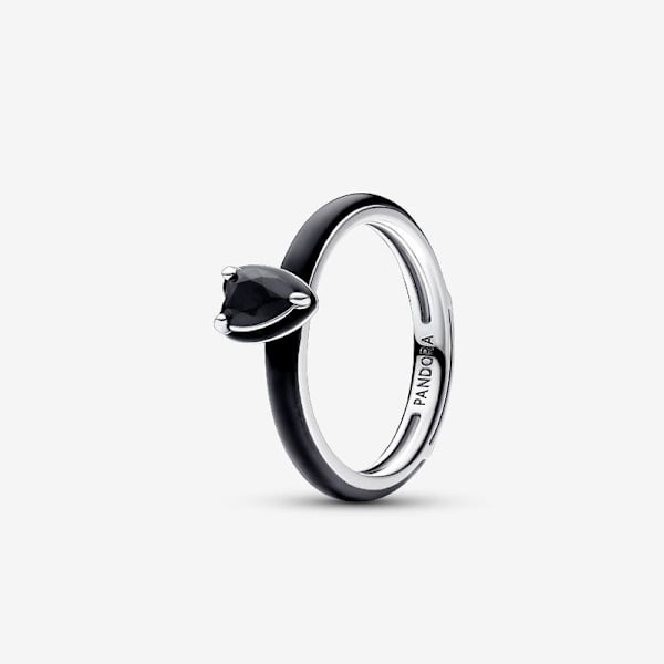 Pandora - P ME Sort Chakra Hjerte Ring - Sterlingsølv Circumference: 58mm