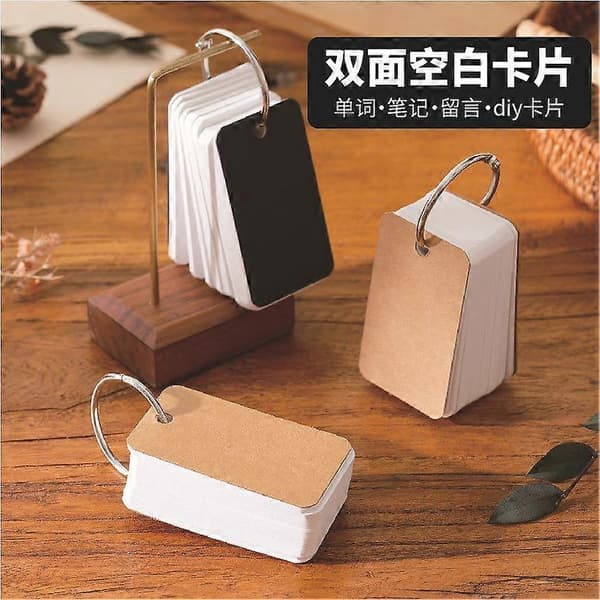 Tomme flashkort med ringer - 7x4cm studiekort for vokabularnotater B
