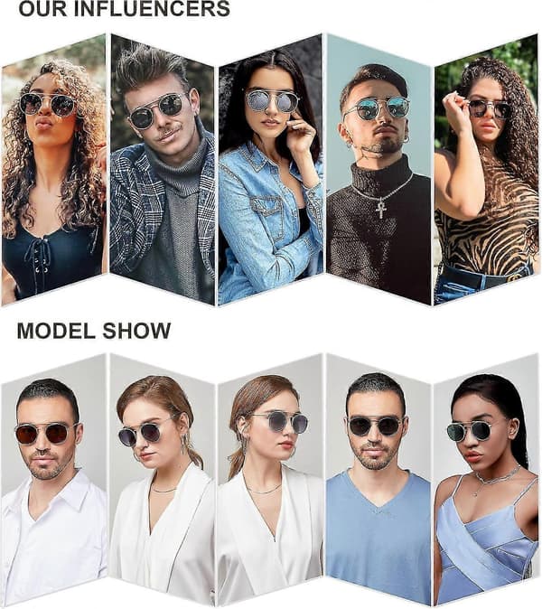 Small Retro Round Polarized Sunglasses Uv400 Double Bridge Sunset