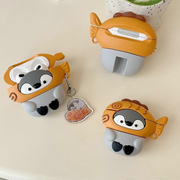 Funny Penguin Shockproof Protective Headphones for AirPods 4th Gen