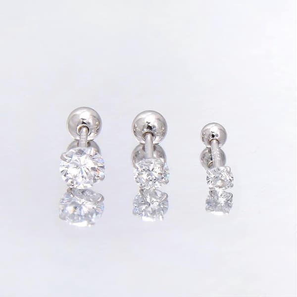 5MM Cubic Zirconia Stud Skruebakside Sterling Sølv Øredobber for Kvinner, Diamanthvit