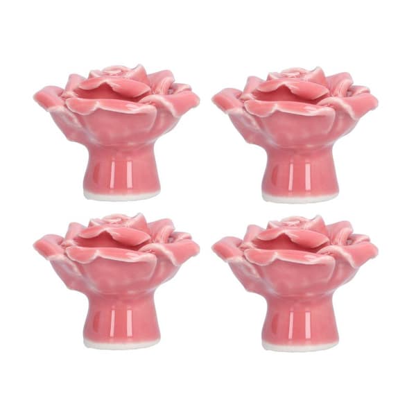 4-pack Pink Rose Shaped Handles Modern Ceramic Cabinet Knobs for Living Room Bedroom