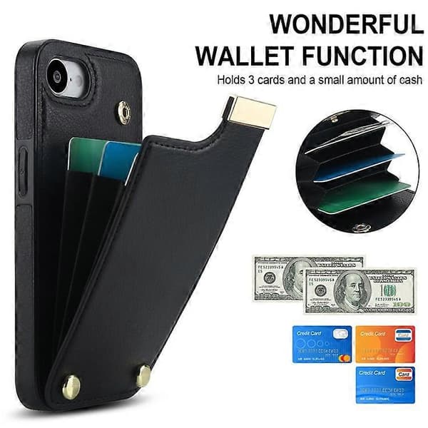 Compatible Case for iPhone 16e TPU + PU Leather Hardware Decor Phone Cover with Card Holder