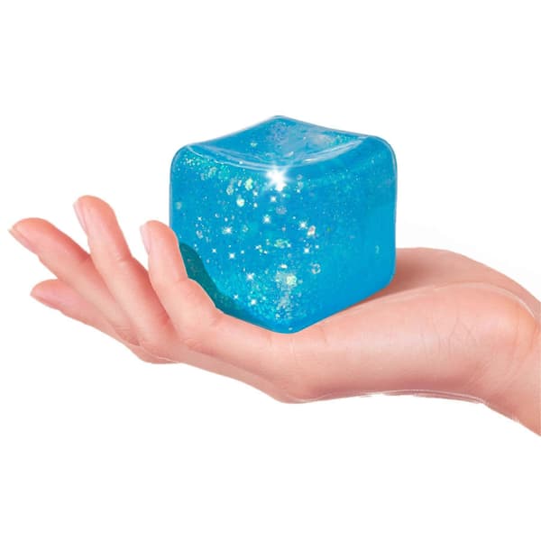 Stressavlastande leksak Blå Glitter Squishy Fidget Cube med Långsam Återgång för Sensorisk Lek