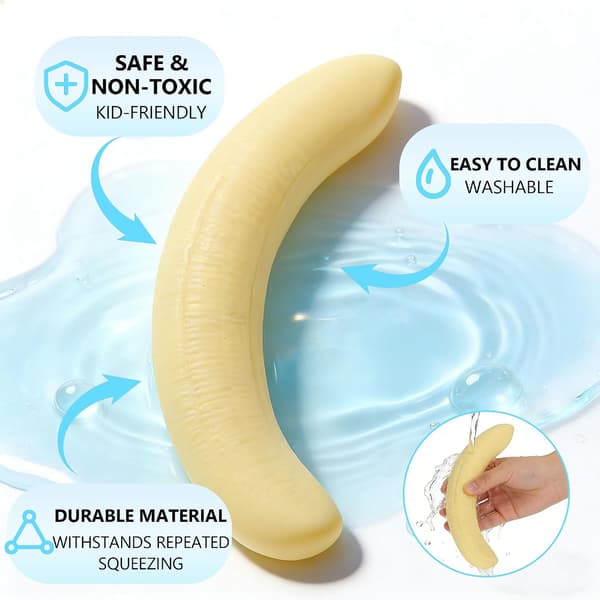 5-pack banan-klämleksaker – långsamt stigande banan-squishy fidget-leksaker