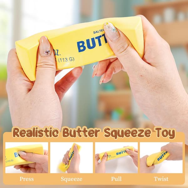 Smør Squishy Fidget Legetøj, Langsomt Stigende Squishy Smør Stresslindring | Angstlindring Fidget Replika Sensorisk til Voksne, Smør Stress Stick til Af