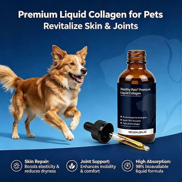 Flydende kollagentilskud til hunde 60 ml, opretholder ledkomfort