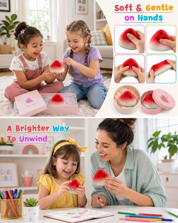 Squishy, Smör Squishy, Vattenmelon Taba Squishy, Långsam Stigning/Återhämtning, Leksak för Stresslindring & Fidget Leksaker för ADHD, Partyfavoritpresent (1 ST)