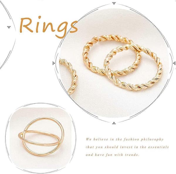 Boho Knoke Ringer Sett Gull Stablebare Fingerringer Midi Størrelse Knoke Ringer Håndtilbehør for Kvinner og Jenter 8 STK - guld