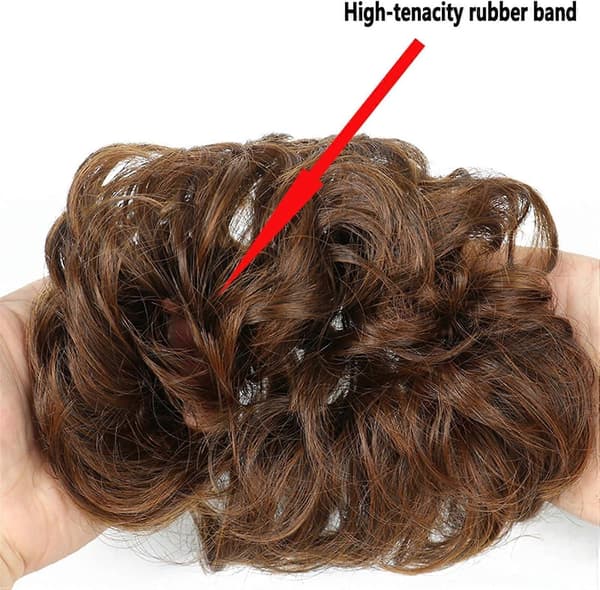 Hårknute-forlengelse, rotete chignon-hårdel for kvinner, brun 28H613, umiddelbart volum, elastisk passform