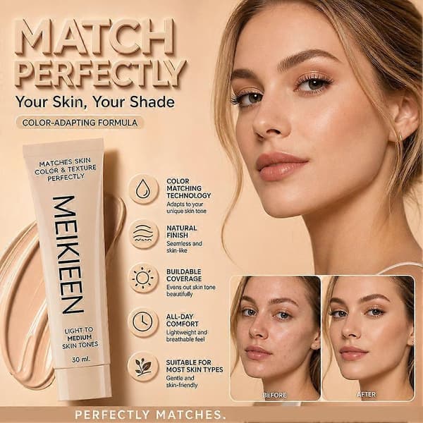 Matcher hudfarge og tekstur perfekt 30 ml fargeendrende foundation LB02 Medium