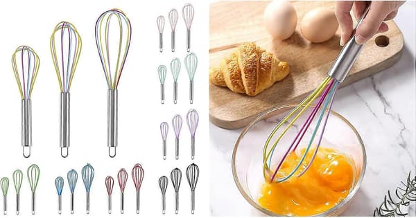 Manual Silicone Whisk, Manual Egg Beater, Durable Kitchen Utensils, Baking Tools, Cake Baking Utensils, Mixer, 30 cm