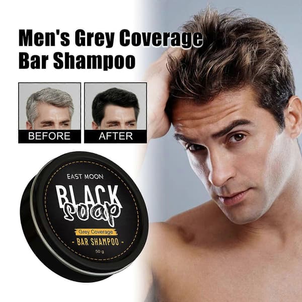 East Moon Herreshampoo Rent Hår Nærende Nærende Sort Glansfuld Hårpleje Herreshampoo Sæbe 1PCS