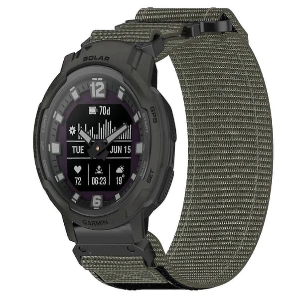 22mm nailonranneke Garmin Instinct Crossover Solar -kelloon, harmaa_tfrf Grey