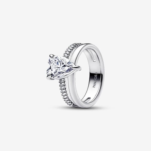 Pandora - Dobbeltradet hjertering - Sterling sølv Circumference: 50mm