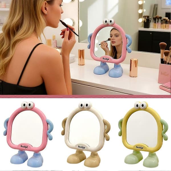 1x Sminkspegel för skrivbord, liten rektangulär sminkspegel för kvinnor pink 1pcs
