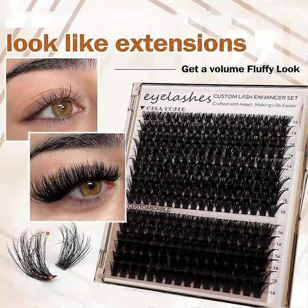 258-dele vippe-cluster sæt - Blandede længder Naturligt look til DIY-extensions