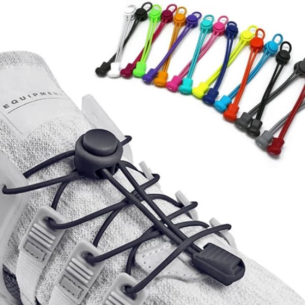 (2 par) (Sort) Elastiske snørebånd med snoretræk - Ingen binding nødvendig