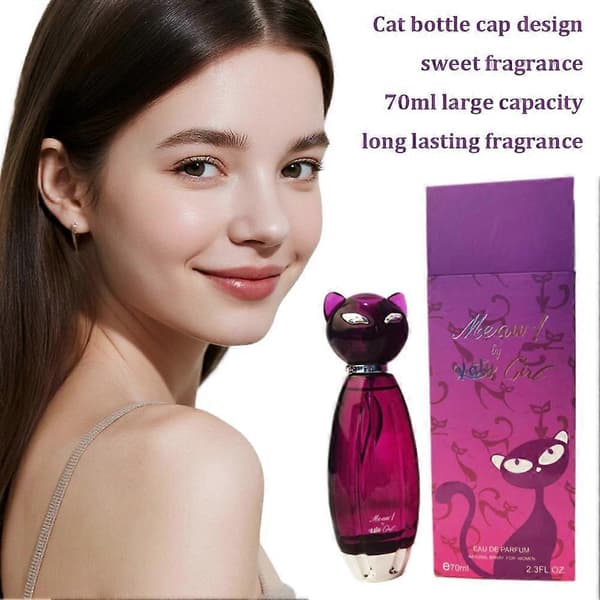 Meow! av Katy Cat Damparfym Eau de Parfum Lila Kattformad Flaska Present