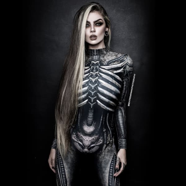 (XS) Skelet Halloweenkostumer til kvinder