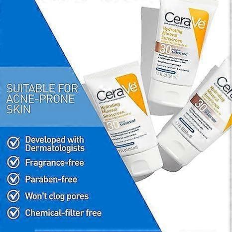 SPF 30 Mineral Solkrem for Ansikt + Sminkeforberedelse Lett, Hydrerende Solbeskyttelse SPF 30